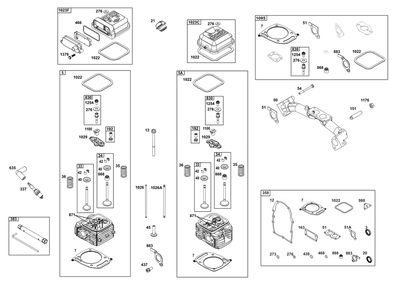 Cylinder Head Group Diagram and Parts List for 385447-0469-B5 200000 - 399999 Briggs and Stratton Engine